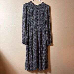 Reformation Haneli Black Floral Long Sleeve Midi Dress 4